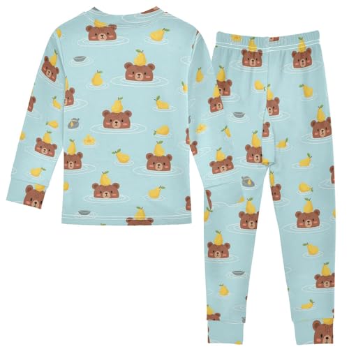 Pajama Sets Long Sleeve Bears Floating with Pears Soft Comfy Sleepwear 2 Piece PJS 3-8T3