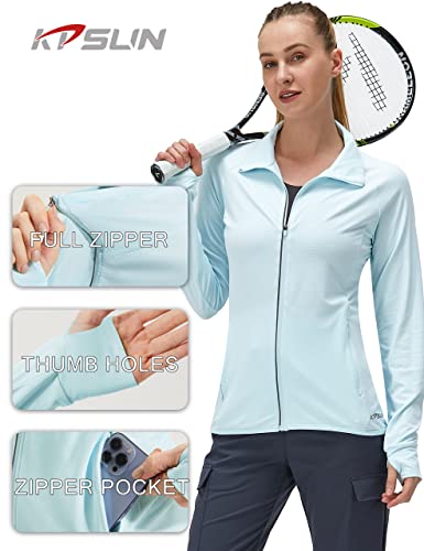 Women's Upf 50+ Uv Sun Protection Clothing Long Sleeve Athletic Hiking Shirts Lightweight Spf Zip Up Outdoor Jacket (Blue,2Xl) #TOP4