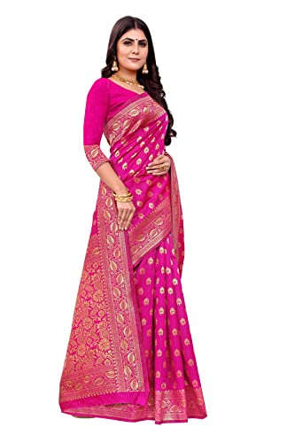 Sugathari Women Banarasi Sari Pure Kanjivaram Silk Saree Soft New Ladies 2023 Design Wear Pattu Sarees Latest Cotton Party Sari Collections with Blouse Piece for Wedding Sadi (PARI S-1