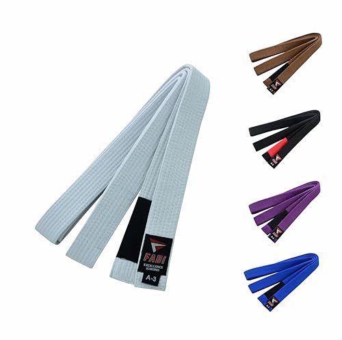 Fadi Sports BJJ Jiu Jitsu Belt - Cotton-Polyester Martial Arts Belt for Karate, Judo, and Taekwondo - Unisex Kids & Adults