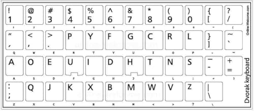 Stickers Dvorak pour clavier d'ordinateur de bureau fond blanc opaque durable