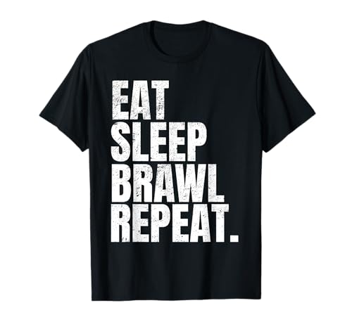Eat Sleep Brawl Repeat T Shirt, Gamers Tee Text Design
