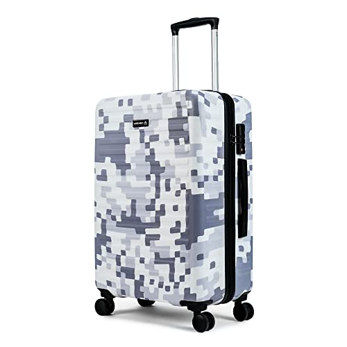 Image of THE ASSEMBLY Hard-Sided Check-In Luggage 65 Cm 24 Inch Polycarbonate Printed 4 Wheels Spinner Trolley Bag With Tsa Lock (Grey Camouflage)