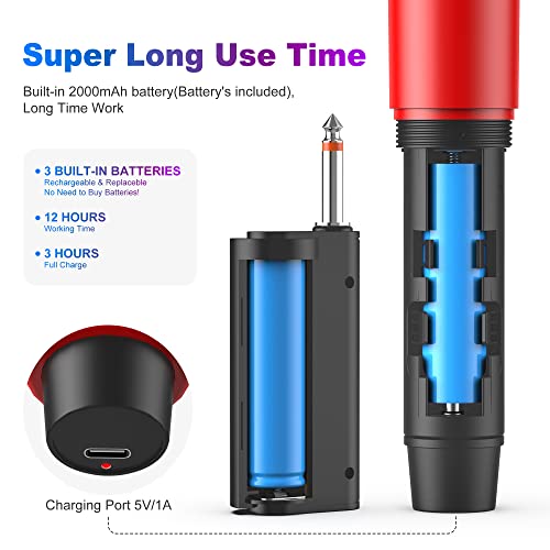 Jyx Wireless Microphones, Dual Uhf Handheld Dynamic Mic With Receiver, 6.35Mm(1/4") Output,3.5Mm (1/8") Adapter,160Ft Range, Metal Rechargeable Karaoke Microphones For Party, Wedding, Class, Speech #TOP4