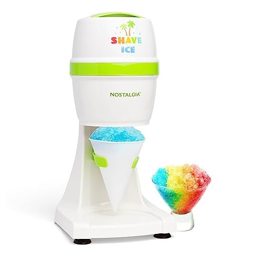 Nostalgia Electric Hawaiian Table-Top Snow Cone Maker, Shaved Ice Machine Includes 1 Reusable Plastic Cup and Ice Molds, White/Green