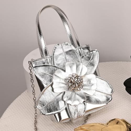 Image of Mini Flower Evening Purse Floral Clutch Purses for Women PU Leather Evening Handbag with Chain Wedding Party Prom
