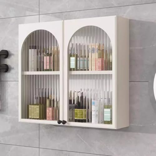 Vielseitiger Vitrine in Grau/Weiß, platzsparende Toilette, für Kosmetik, Parfums & Accessoires, mit C-Türen