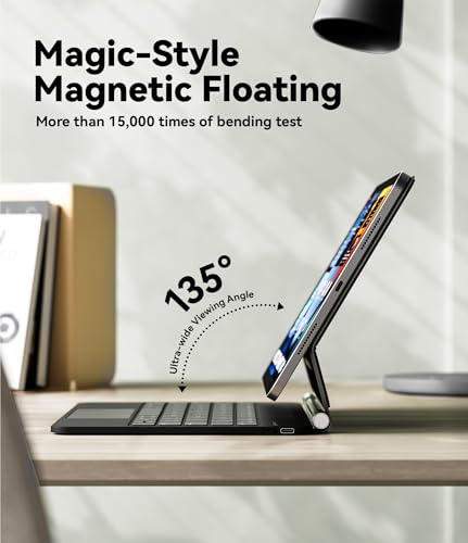 Image of GreenLaw for iPad 11th(A16,2025) /10th(2022) Generation Case with Keyboard, Magic-Style Keyboard Stand, 7 Color Backlit, Stain-Resistant Surface, Multi-Touch Trackpad,Obsidian Black