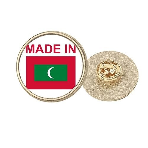 Broche ronde en métal doré Maldives Country Love M pour vêtement