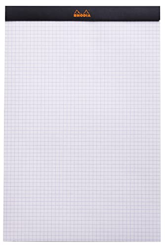 Rhodia 192009C - Packung mit 5 Notizblöcken geheftet No.19 A4+ 80 Blätter kariert 80g, Schwarz, 1 Pack