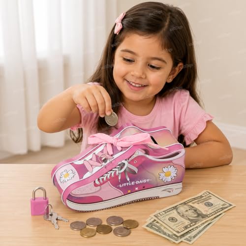 Image of Zest 4 Toyz Money Bank for Kids with Lock N Key Metal Piggy Bank Gullak Money Box Coin Bank Shoe Lace Activity Learning Toy Return Gifts