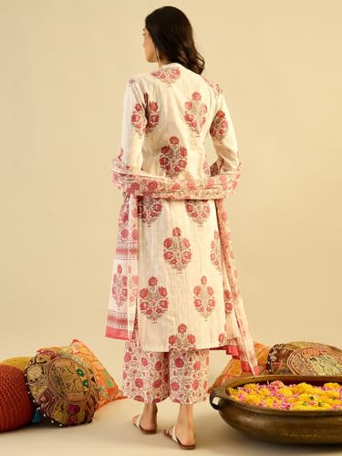 Image of INDO ERA Women Pure Cotton Kurta Set with Dupatta | Festive Suit Set