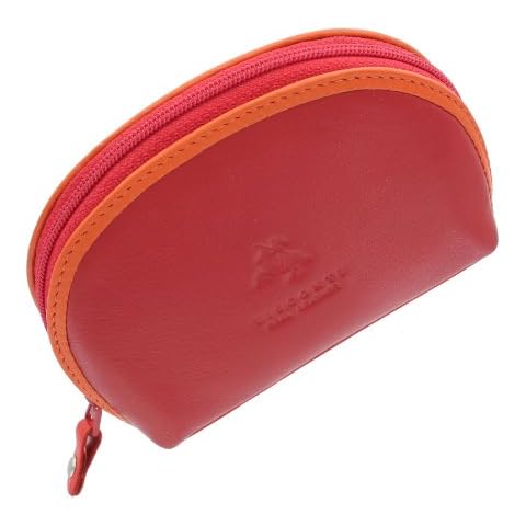 Visconti Rainbow Collection Zip Top Leather Malay Coin Purse with Keyring RB63 Red Multi Cover