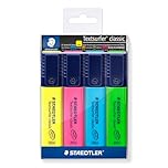 STAEDTLER 364 WP4 Textsurfer Classic Highlighter - Assorted Colours (Pack of 4)