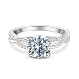 Elio Passero 1CT CZ Engagement Rings for Women,Women's Round Cut Twisted Vine Wedding Bands Sterling Silver Engagement Promise Rings with 18K White Gold Plated Size 7