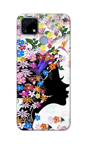 Image of Printed Hard Back Cover Case for Realme Narzo 30A Back Cover (Floral Hairstyle Girl) -1803