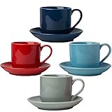 El tamaño perfecto de la taza de espresso para un Dopio Chupito de Espresso con un poco de espuma en la parte superior. Elegante y práctico Set de 8 piezas de regalo sería un maravilloso regalo de boda de ducha, regalo de cumpleaños, o regalo de inauguración de la casa para los amantes del café.
