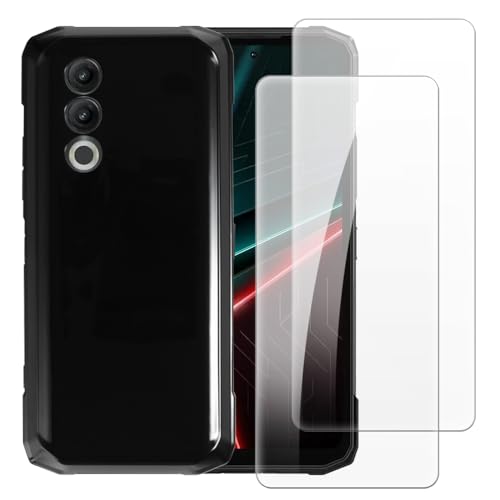 Shantime Case with 2 Pack Screen Protector Combo Compatible with Doogee Blade 20 Turbo 5G, Shockproof Cover and Tempered Glass Set for Full Body Safety(Black)