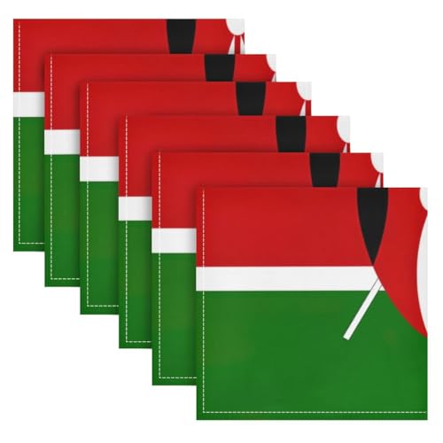 Servilleta de tela cuadrada 20 x 20 pulgadas con bandera de Kenya miniatura 6