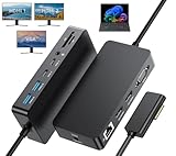 【USB ad alta velocità e opzioni di archiviazione espandibili】Trasferisci file in pochi secondi con porte USB 3.0 (5 Gbps) e slot per schede SD/TF 2.0. Collega facilmente dischi rigidi, fotocamere o smartphone per semplificare il flusso di lavoro. Il jack audio da 3,5 mm integrato supporta cuffie sia a 3 che a 4 pin, rendendo questa docking station per Surface un accessorio essenziale per una migliore compatibilità audio e dati.