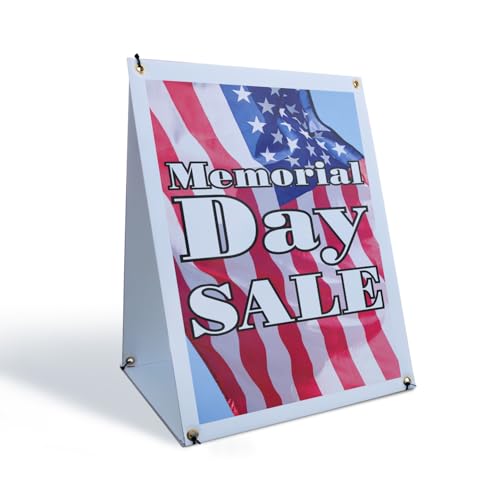Memorial Day Sale Sidewalk Sign 18 Inch x 24 Inch A-Frame Images On Both Sides | Patriotic Promotions, Retail Discounts, Event Marketing | Made in USA