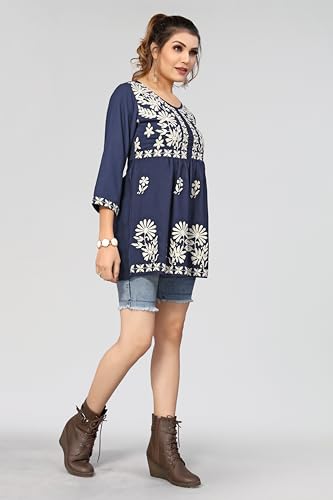 Bee M Pee Designer Short Kurti Tops for Jeans for Women I Chikankari Rayon Cotton Long Kurta Kurti for Women I Stylish wear Kurti top for Girls