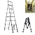 Telescoping Ladder 7.5ft, A-Frame Extension Lightweight 6+7 Step Folding Ladder Portable 330lbs Capacity, Step Ladder for Roofing Business, Household Use, RV