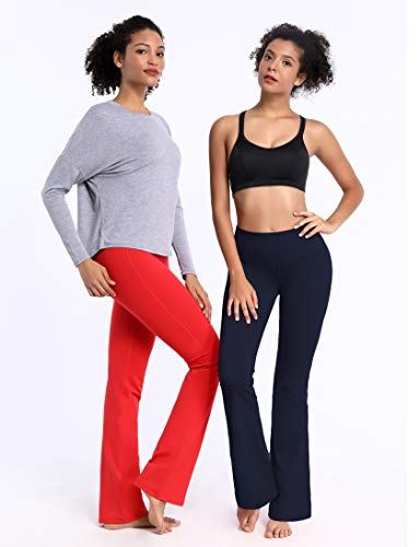 BUBBLELIME 29"/31"/33"/35"/37" 4 Styles Women's High Waist Bootcut Yoga Pants - Basic Nylon_DARKNAVY(1) L-37 Inseam