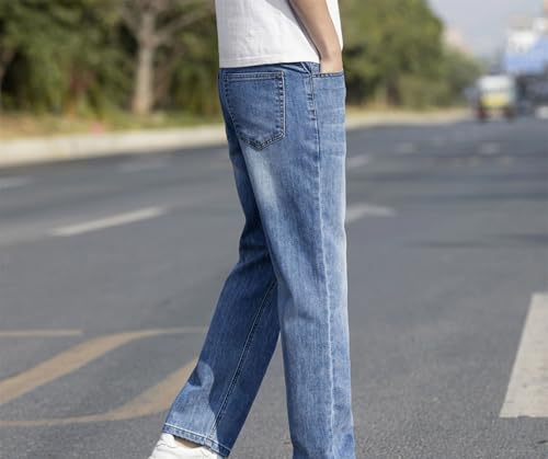 Mens Jeans Relaxed Fit Stretch Straight Leg Denim Pants Lightweight Thin Breathable Classic Trousers4