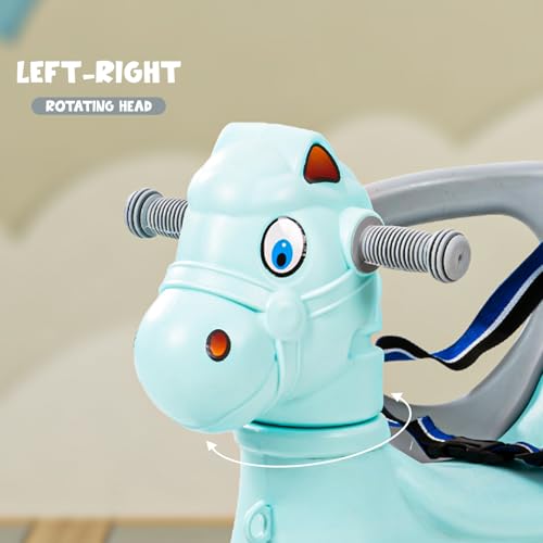 Baybee Raffy 3 in 1 Baby Rocking Horse Ride on Toy Car for Kids | Push Ride on Kids Car with Push Handle, Balance Board, Safety Belt | Baby Rocker & Rocking Chair for Toddlers 1-3 Years Boy (Blue)