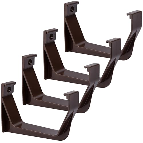 RUBII 4 Pcs 5 W Exterior Gutter Support Weatherproof ABS Roofing Gutter Hangers Brown Rain Gutters Brackets for Roof Gutters Repairing Sagging