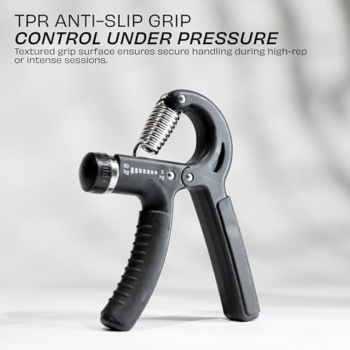 Image of Nivia Hand Grip 2.0 for men and women with 5 to 60 kg adjustable resistance, Steel spring, Anti-slip grip, Durable, Grip For Forearm Strength Training (Black)