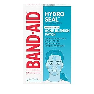 Band-Aid Brand Hydro Seal Acne Patches for Face, Non-Medicated Acne Blemish Patch Absorbs Fluids & Provides a Protective Healing Environment for Pimples, 7 Patches