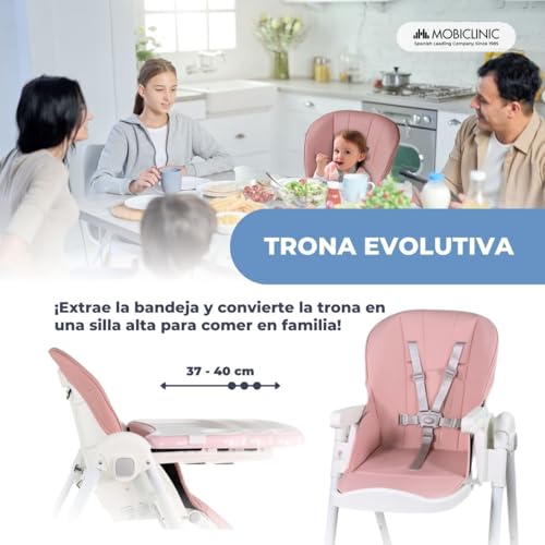 Miniatura 7 de Mobiclinic , Trona Para Bebé, Extraplegado, Evolutiva Silla Alta, Reclinable, Regulable 7 Posiciones, Infantil, Arnés Con 5 Puntos, Hasta 15 Kg, Doble Bandeja Desmontable, Lavable, Frenos, Simba