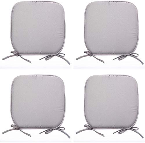 LB Luxury Garden, Dining Chair Foam Cushions Tie On Seat Pads in set of 2,4,6 or 8 (SILVER/GREY, PACK OF 2)