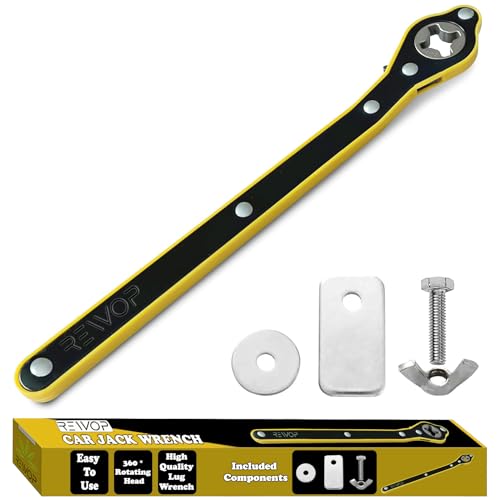 Image of REWOP Universal Car Jack Wrench, 360 forward and reverse knob Labor-Saving design, Scissor Jack Lift Speed Handle Tool, Jack Lug Handle Tool, Tire Wheel Jack Wrench, Ratchet Wrench
