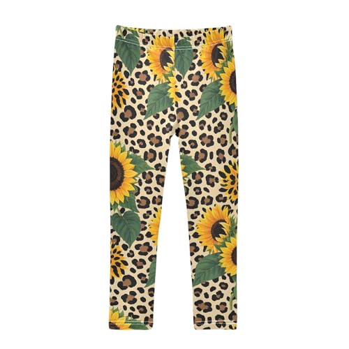 ALAZA Girls' Leggings Children's Yoga Pants Skinny Printed Dance Leopard Sunflower Cheetah Comfortable 4T