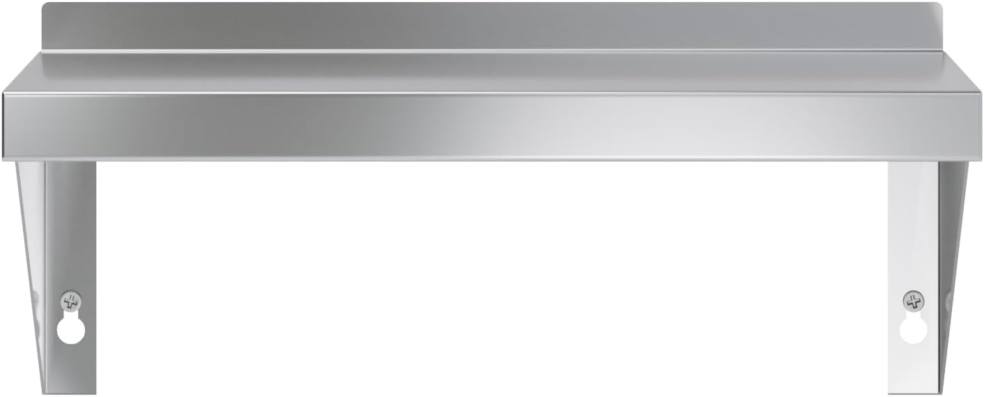16" Stainless Steel Wall Shelf with Square Edge