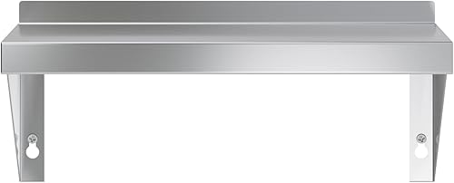 Miniatura 4 de AmGood 08 pulgadas de ancho x 16 pulgadas de largo  Estante de pared de acero inoxidable  Borde cuadrado  Estantería de metal  Resistente  Grado