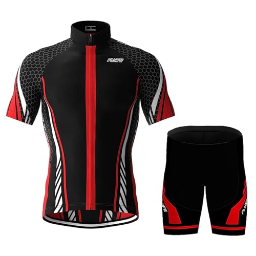 Vêtements Cyclisme Pro Homme Tenue Cycliste Manche Courte, Été Jerseys VTT et Cuissard à Bretelle avec 9D Coussin Gel Ensemble de Combinaisons, Cycling...