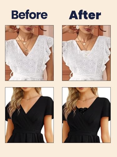 Image of FIMS - Fashion is my style Cotton Lace Clip-on Camisole for Womens,Floral Pattern with Snap Button Closure, Adjustable,Combo Pack, Black White Beige, Free Size