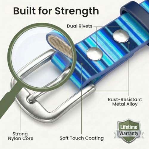 Image of rubyloo Waterproof Dog Collar - Washable, Stink-Proof & Dirt-Proof - Soft, Odorless, Easy to Clean - Fade-Resistant, Durable for Medium & Large Dogs - Rust-Proof Metal Buckle - Blue-M 1 inch