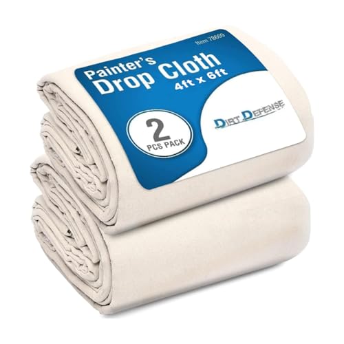 Image of Pack of 2: All Purpose Drop Cloth Cotton Tarp 4x6 Large Canvas Tarp for Art Supplies, Drop Cloth for Painting Supplies /Paint Canvas Fabric or Couch Cover and Furniture Cover from Paint