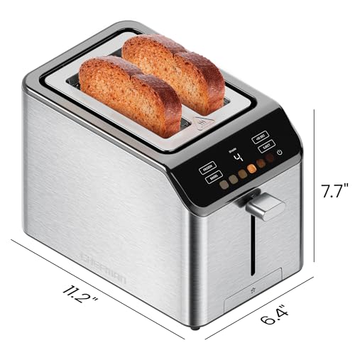 Chefman Smart Touch 2 Slice Digital Toaster, 6 Shade Settings, Touchscreen Controls, Extra-Wide Slots for Thick Breads & Bagels, +10 Seconds, Defrost, Removable Crumb Tray – Stainless Steel - image 7