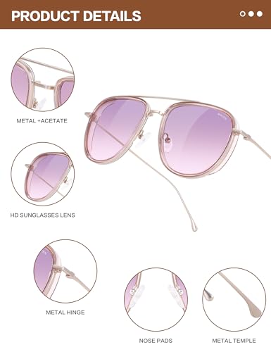 Image of BIRCEN Polarized Aviator Sunglasses Womens: Acetate Glasses UV Protection
