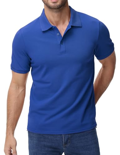 Image of MIER Men's Cotton Pique Polo Shirts, Short Sleeve Golf Work Casual Tops