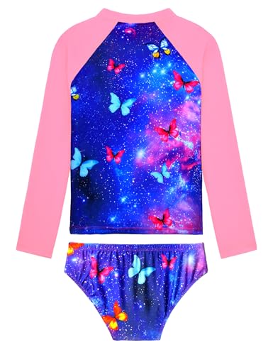 Image of Girls Rash Guard Swimsuit Two Pieces Adorable Swimswear Quick Dry Bathing Suit Long Sleeve