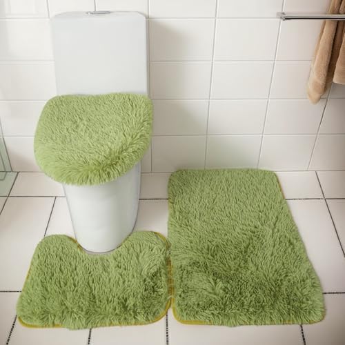 Tapis de bain vert 3 pièces : ensemble ultra absorbant et lavable - 6