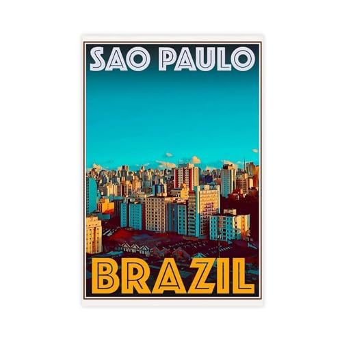 Póster de viaje o lienzo de estilo retro vintage - Sao Paulo - Brasil, arte de pared, viajes mundiales, vacaciones, arte, póster de lona para dormitorio, decoración de paisaje, oficina, habitación