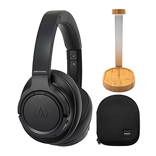 Audio-Technica Ath-Sr50Bt Bluetooth Wireless Over-Ear Headphones (Black) With Knox Gear Stand And Protective Case Bundle (3 Items) #TOP23